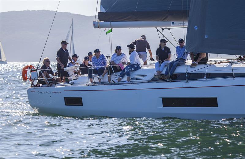 Bombolo brought out a large crew, and they enjoyed the supreme conditions. 2022 Beneteau Pittwater Cup photo copyright John Curnow taken at Royal Prince Alfred Yacht Club and featuring the Beneteau class