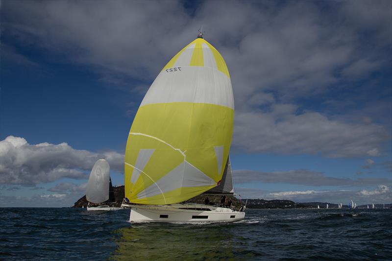 Pretty in yellow. Bombolo screams past Barrenjoey Head photo copyright John Curnow taken at Royal Prince Alfred Yacht Club and featuring the Beneteau class