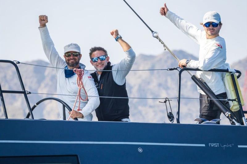 Heaven Can Wait won line honours photo copyright Mikey Brignall / DOSC / Sarozz Jung taken at Dubai Offshore Sailing Club and featuring the Beneteau class