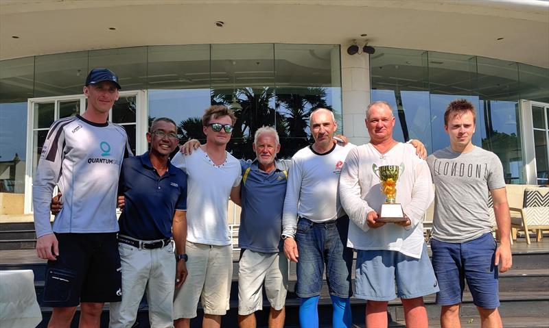 Platu Transworlds 2020. Sergey and the silverware photo copyright K Thammasak taken at Ocean Marina Yacht Club and featuring the Platu 25 class