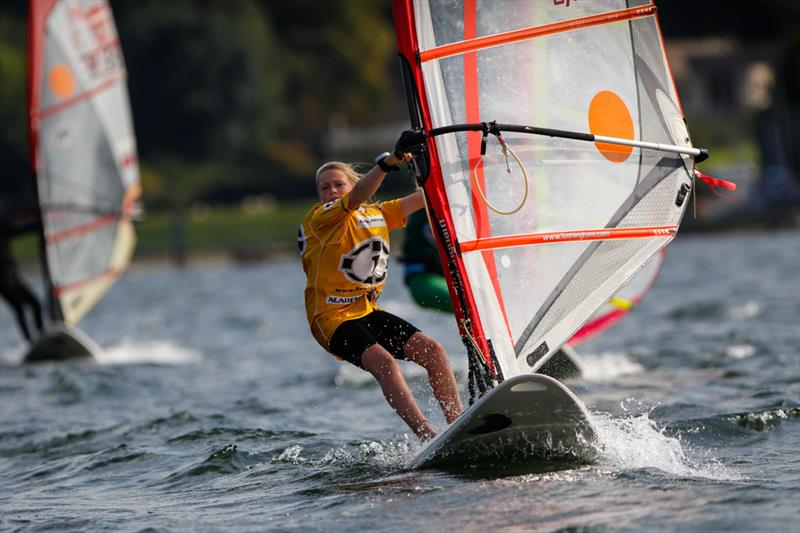 Zara Horton on day 2 of the RYA/UKWA National Windsurfing Championships photo copyright Paul Wyeth / RYA taken at Rutland Sailing Club and featuring the Bic Techno class