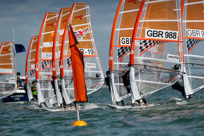 Techno fleet on day 4 of the RYA Youth Nationals photo copyright Paul Wyeth / RYA taken at Hayling Island Sailing Club and featuring the Bic Techno class