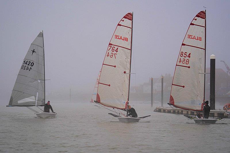 Blazes and a Phantom battle for first position - fourth week of the RCYC Snow Globe photo copyright Petru Balau Sports Photography / sports.hub47.com taken at Royal Corinthian Yacht Club, Burnham and featuring the Blaze class