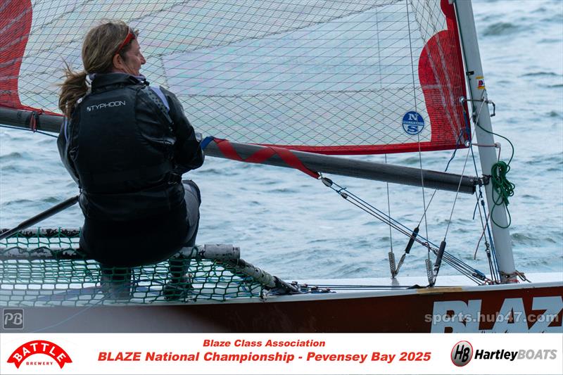 Fiona Balkham, boat no. 500, during the Battle Brewery and Hartley Boats Blaze Nationals at Pevensey Bay photo copyright Petru Balau Sports Photography / sports.hub47.com taken at Pevensey Bay Sailing Club and featuring the Blaze class
