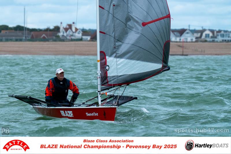 Justin Pollard, PBSC organiser, during the Battle Brewery and Hartley Boats Blaze Nationals at Pevensey Bay photo copyright Petru Balau Sports Photography / sports.hub47.com taken at Pevensey Bay Sailing Club and featuring the Blaze class