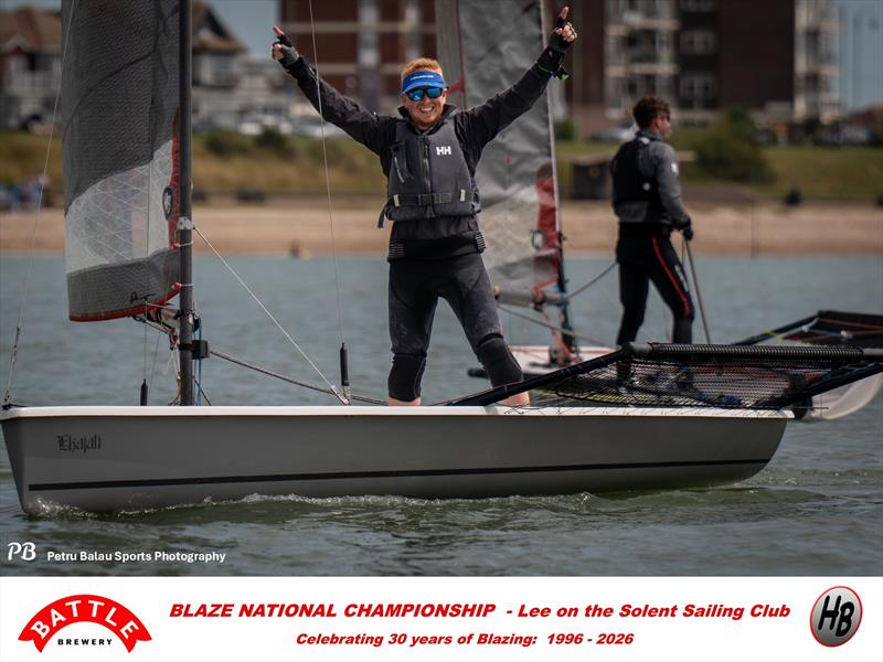Charlie Matthews wins overall - Battle Brewery and Hartley Boats Blaze Nationals at Lee-on-the-Solent photo copyright Petru Balau Sports Photography / sports.hub47.com taken at Lee-on-the-Solent Sailing Club and featuring the Blaze class