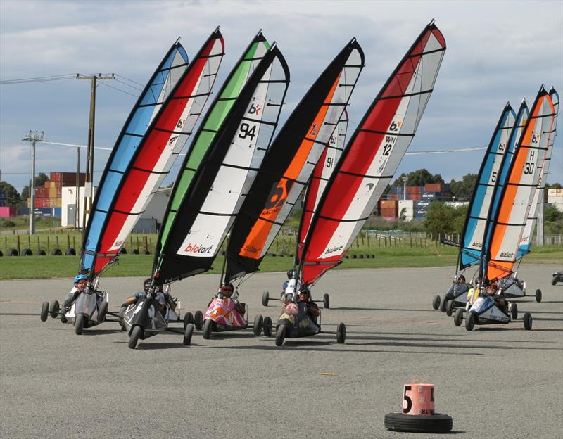 Close competition leading bunch Mark 5 North Island Open Napier 2020  photo copyright Geoff Green taken at  and featuring the Blokart class