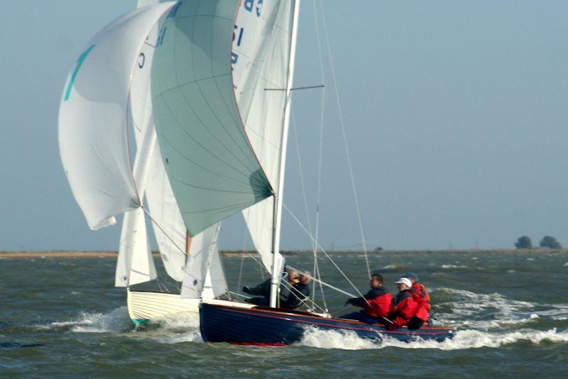 'The Moment' when a new GRP Brightlingsea One Design overtakes a wooden original - photo © Graham Adams