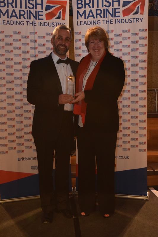 Mike Shepherd of the Marine Advertising Agency is presented Best Marine Company to Work For in the under 10 employees category at the British Marine awards by Fiona Pankhurst photo copyright MAA taken at  and featuring the  class