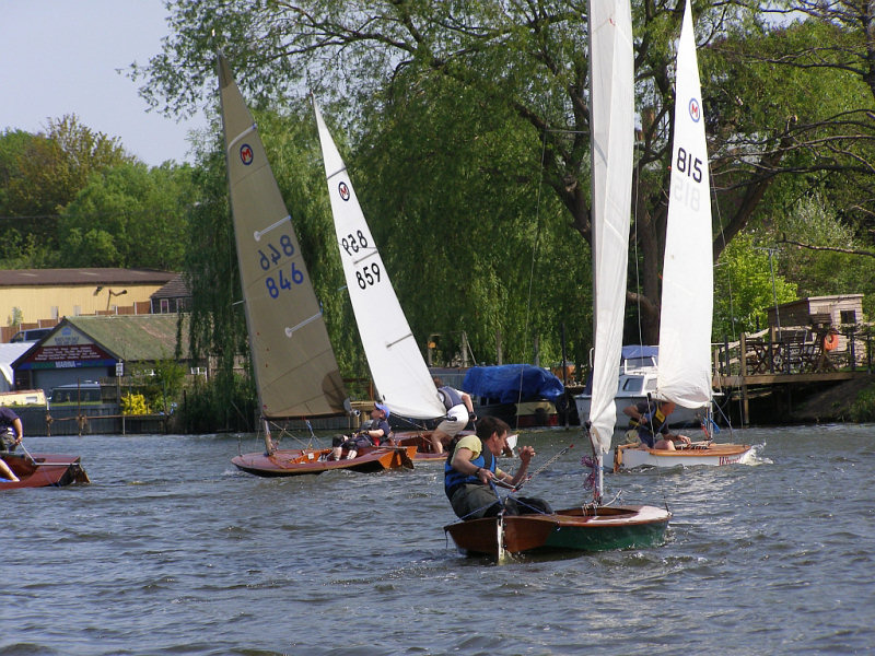 Glorious sunshine and a gusty breeze for the British Moths at Evesham photo copyright Karen Collyer taken at Evesham Sailing Club and featuring the British Moth class