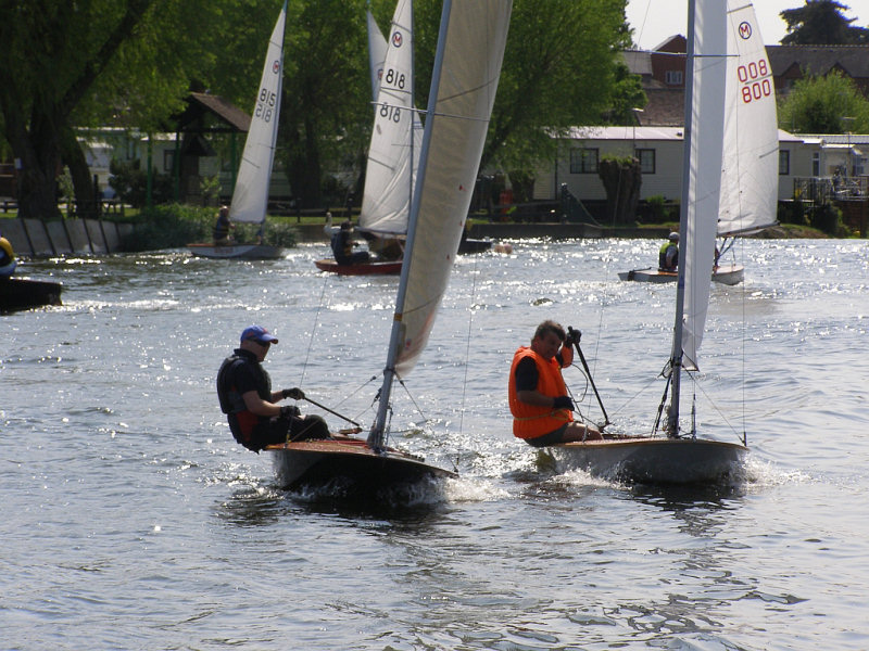 Glorious sunshine and a gusty breeze for the British Moths at Evesham photo copyright Karen Collyer taken at Evesham Sailing Club and featuring the British Moth class
