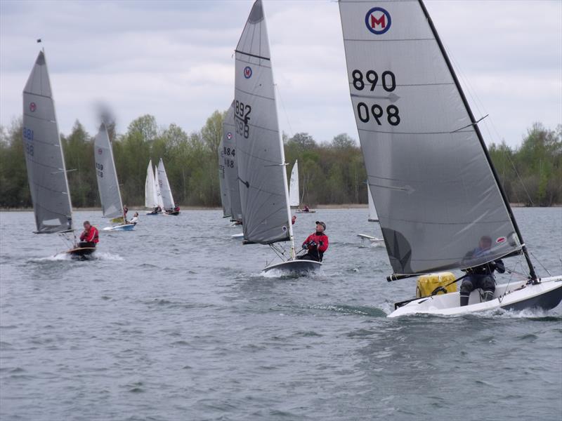 Roger Witts & Tim Davison (foreground) during the British Moth Open at Whitefriars photo copyright Simon Hall taken at Whitefriars Sailing Club and featuring the British Moth class