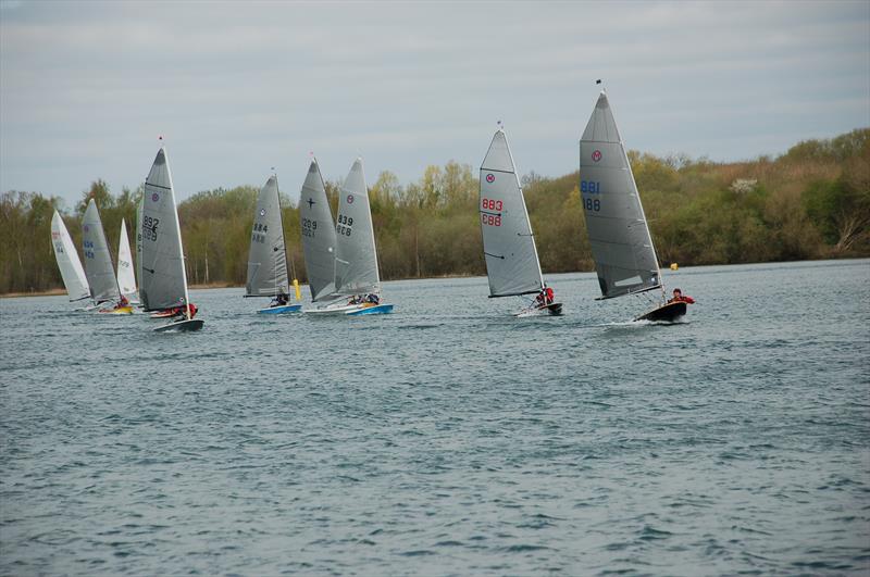 The fleet on the first reach during the British Moth Open at Whitefriars photo copyright Simon Hall taken at Whitefriars Sailing Club and featuring the British Moth class