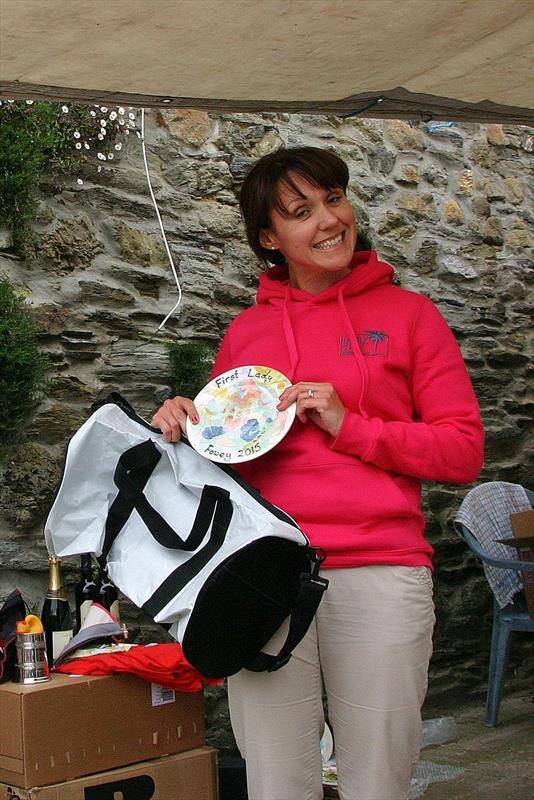 Ladies' champion Nicola Barrett at the British Moth Sea Championships at Fowey photo copyright Jenny Bentley taken at Fowey Gallants Sailing Club and featuring the British Moth class