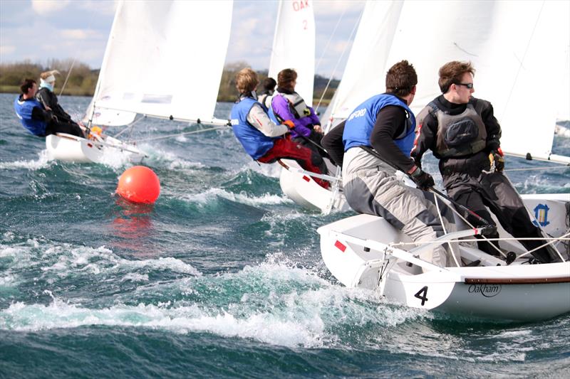 Finalists in action at the BUCS-BUSA Team Racing Championship 2015 photo copyright Andreas Billman taken at Notts County Sailing Club and featuring the BUSA class