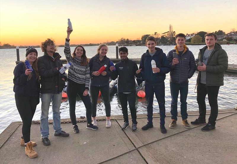 University of East Anglia SC Sustainability Team demos resusable bottles at sunset - photo © BUSA