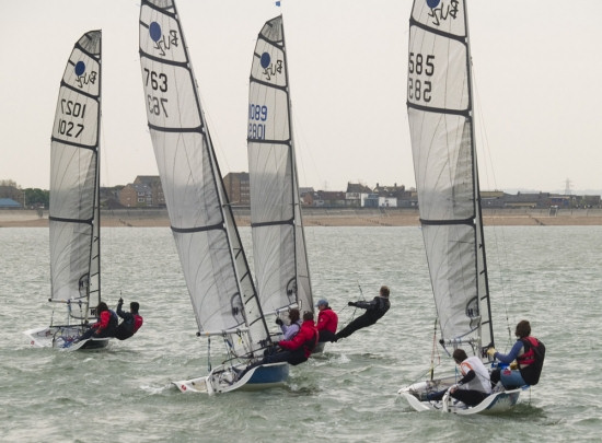 Four teams for first event of photo copyright Chas Bedford taken at Isle of Sheppey Sailing Club and featuring the Buzz class