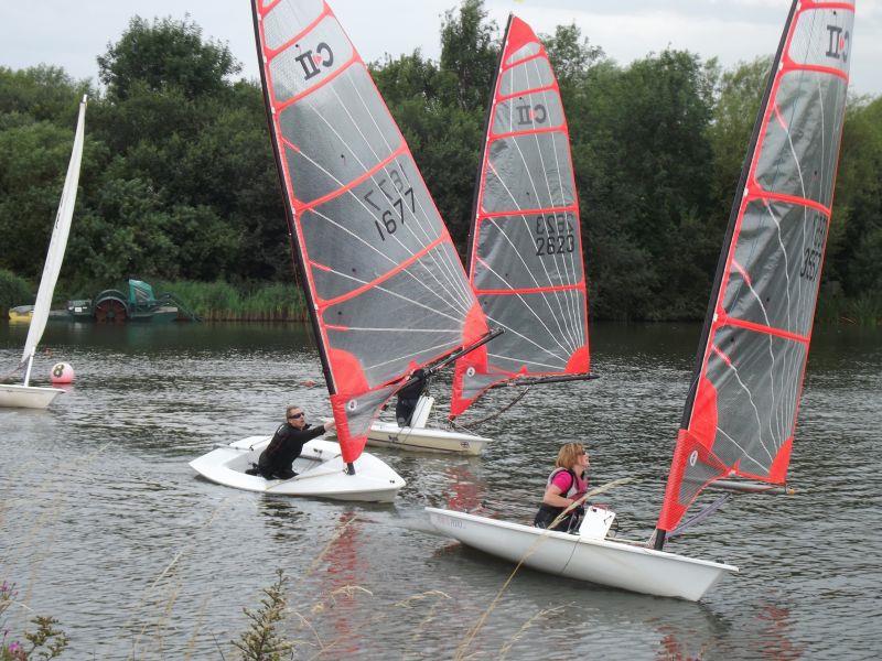 Downwind during the Byte open at Emberton Park photo copyright John Saunders taken at Emberton Park Sailing Club and featuring the Byte class