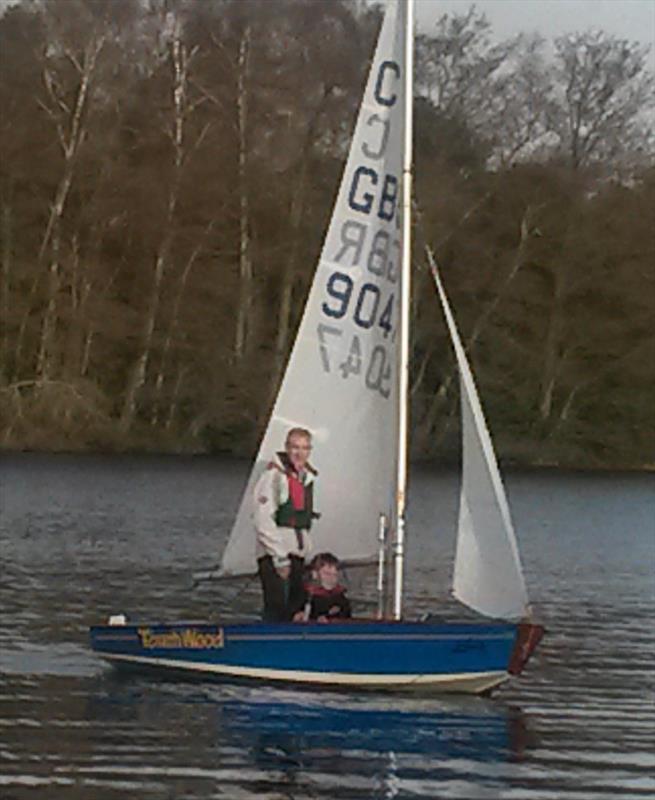 Winners of Race 2, Peter and Tom Bridge photo copyright Andy Shorrock taken at Frensham Pond Sailing Club and featuring the Cadet class