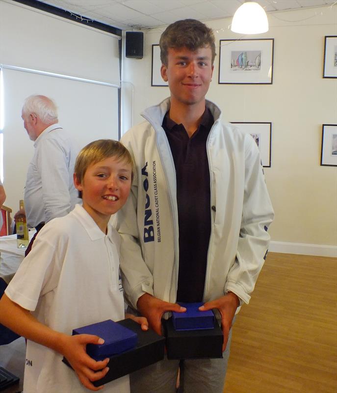 Belgians Cesar Smet and Emile Mariem win the Open fleet at the Cadet UK Nationals  photo copyright Peter Collyer taken at Weymouth & Portland Sailing Academy and featuring the Cadet class