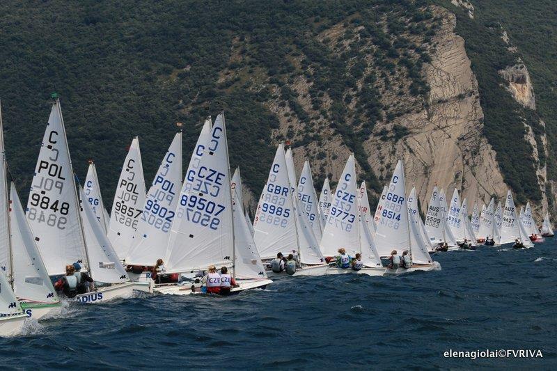 2015 Cadet Worlds at Lake Garda photo copyright Elena Giolai / Fraglia Vela Riva taken at Fraglia Vela Riva and featuring the Cadet class