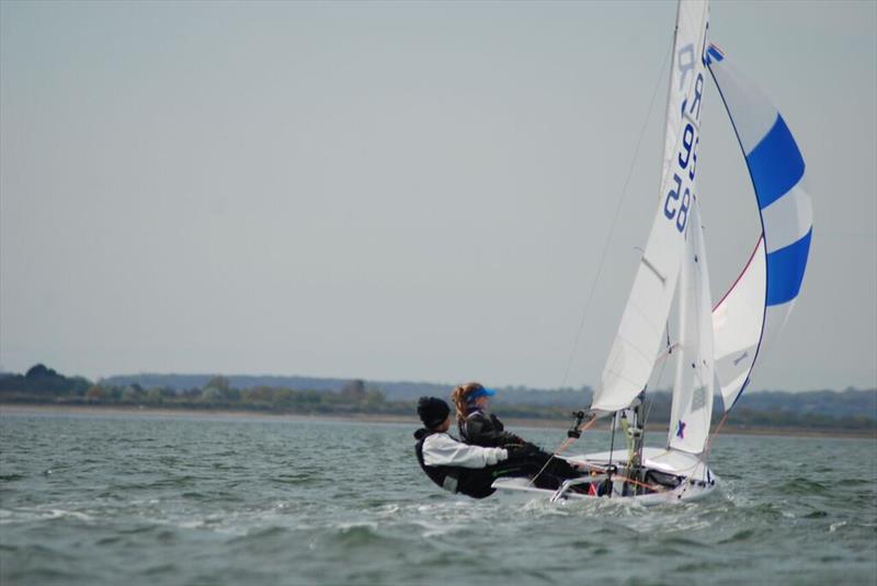 Jamie Harris and Antonia Wilkinson during the Stone Cadet Open photo copyright Chris Dawson taken at Stone Sailing Club and featuring the Cadet class