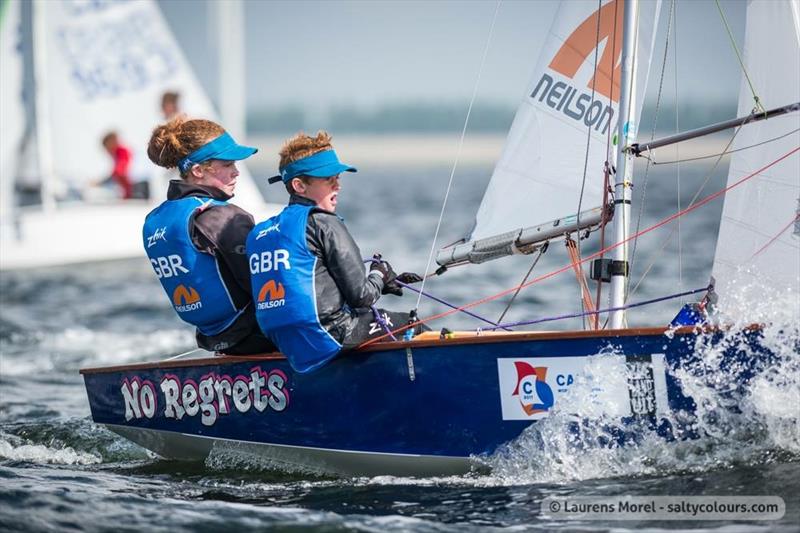 Hattie and Mish Collingridge at the 2017 Cadet Worlds photo copyright Laurens Morel / www.saltycolours.com taken at  and featuring the Cadet class