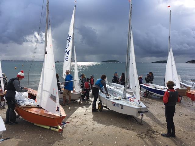 Cadets under darkened skies during the 2017 Nationals in Abersoch - photo © Jo Harris