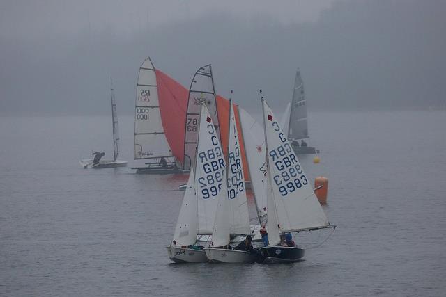 Sociable Cadets waiting for Race 2 during Alton Water Fox's Marina Frostbite Series Week 1 photo copyright Tim Bees taken at Alton Water Sports Centre and featuring the Cadet class