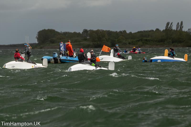 High winds during the Zhik Cadet Worlds Qualifier at Grafham Water photo copyright Tim Hampton / www.timhampton.uk taken at Grafham Water Sailing Club and featuring the Cadet class