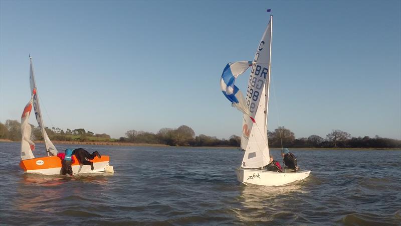 Cadet Training at Waldringfield photo copyright Chris Mayhew taken at Waldringfield Sailing Club and featuring the Cadet class