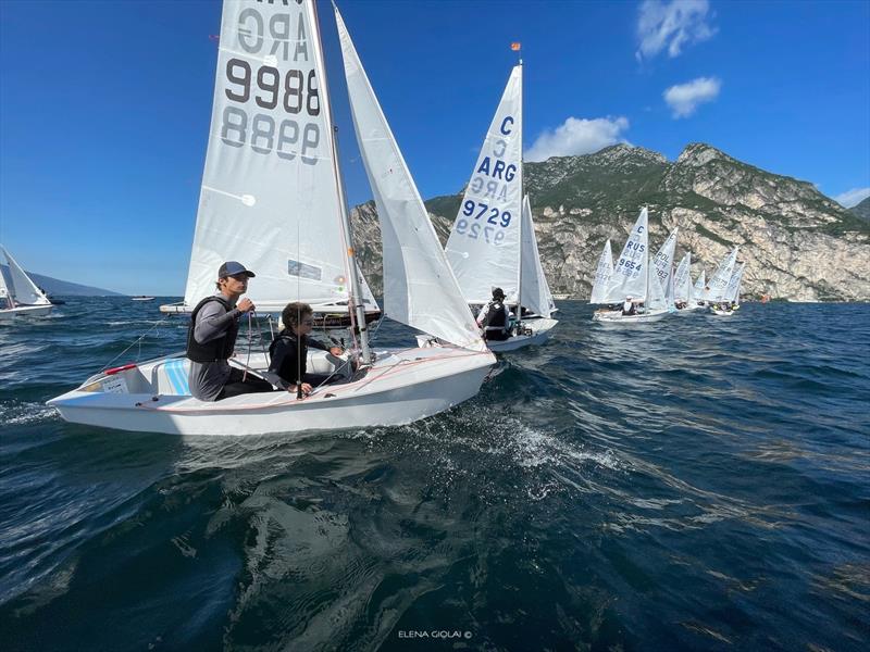 Cadet Worlds 2021 on Lake Garda photo copyright Elena Giolai taken at Fraglia Vela Riva and featuring the Cadet class