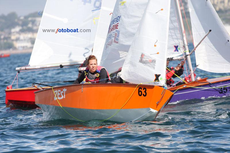 TridentUK Cadet National Championships day 2 photo copyright Mike Rice / www.fotoboat.com taken at Royal Torbay Yacht Club and featuring the Cadet class