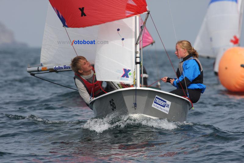 TridentUK Cadet National Championships day 2 photo copyright Mike Rice / www.fotoboat.com taken at Royal Torbay Yacht Club and featuring the Cadet class