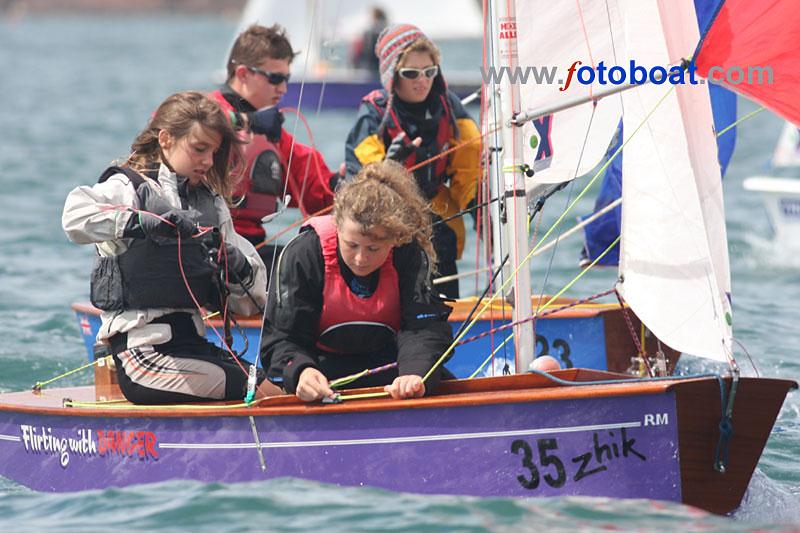 TridentUK Cadet National Championships final day photo copyright Mike Rice / www.fotoboat.com taken at Royal Torbay Yacht Club and featuring the Cadet class