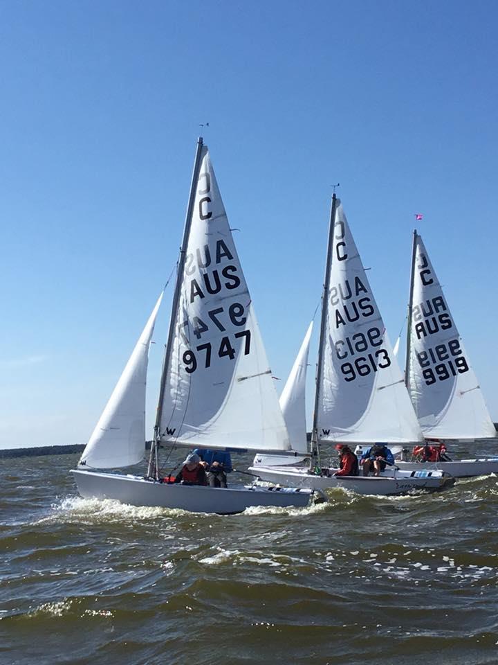 Australian team boats training in the lead-up to the Cadet worlds photo copyright Cadet Worlds 2018 taken at  and featuring the Cadet class