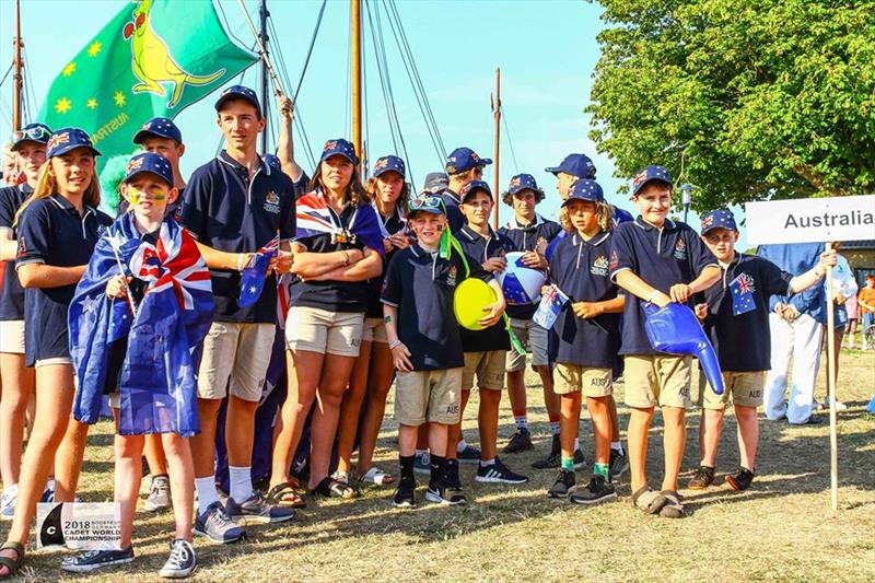 The Australian team at the opening ceremony at Bodstedt, Germany - 2018 International Cadet World Championships - photo © International Cadet Class