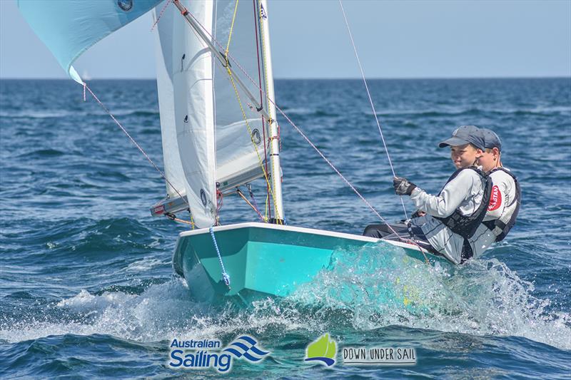 Jack and Archie Kretschmer in the International Cadet fleet last year - South Australian Youth Championships photo copyright Harry Fisher taken at Adelaide Sailing Club and featuring the Cadet class