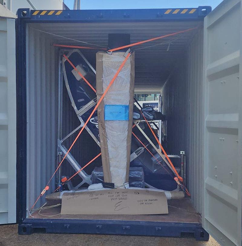 Celestial - keel and all in her shipping container - photo © Celestial