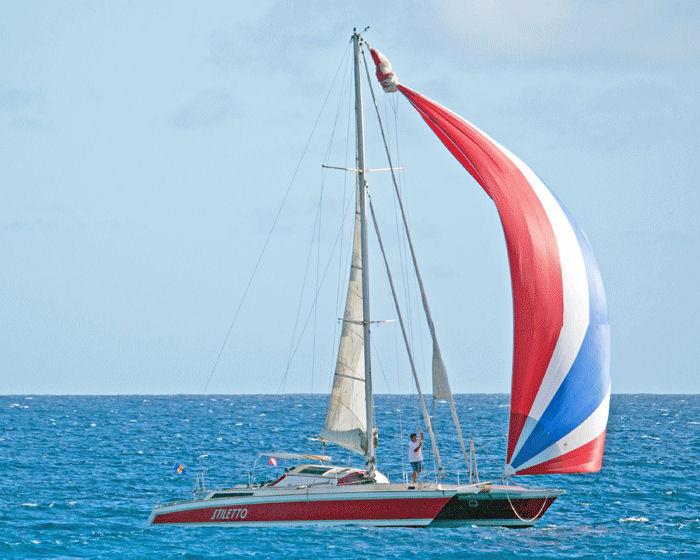 Stiletto, who completes the Mount Gay Barbados Race course in 7 hour 53 minutes 55 seconds photo copyright Sue Pelling taken at Barbados Cruising Club and featuring the Catamaran class
