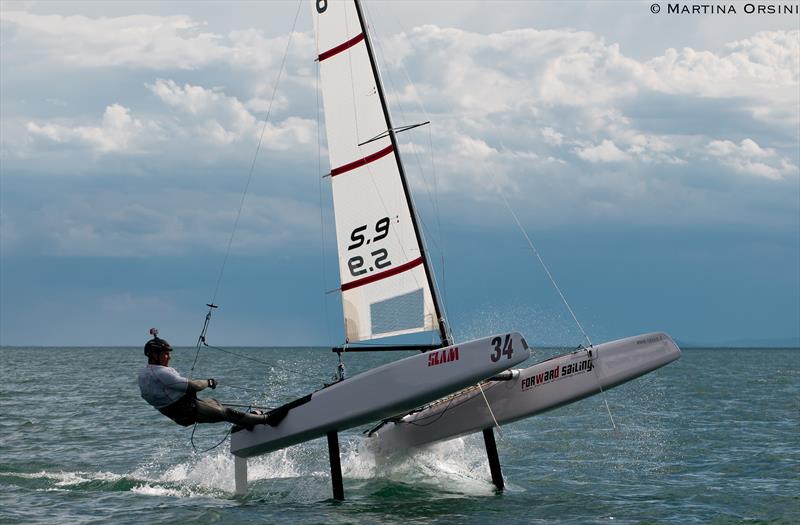 The Foiling Week (TFW) mixed fleet race photo copyright Martina Orsini taken at Fraglia Vela Malcesine and featuring the Catamaran class