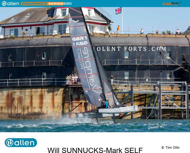 Will Sunnucks & Mark Self during the Solent Forts Race - Allen Endurance Series Round 1 photo copyright Tim Olin / www.olinphoto.co.uk taken at Hayling Ferry Sailing Club and featuring the Catamaran class