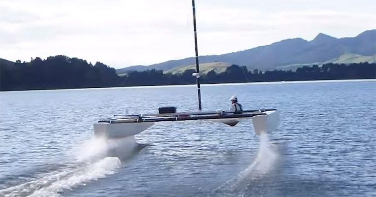 Emirates Team NZ found a quiet lake away from prying eyes so they could do their own experiments on foiling photo copyright ETNZ taken at  and featuring the Catamaran class