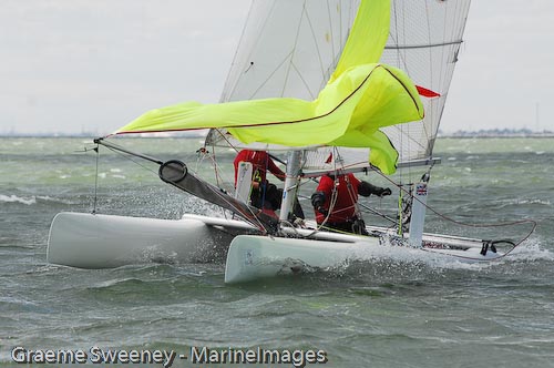 Racing in the 2009 Nore Race on the Thames Estuary photo copyright Graeme Sweeney / www.MarineImages.co.u taken at Benfleet Yacht Club and featuring the Catamaran class