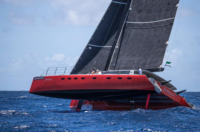 Race 1 on Lloyd Thornburg's Phaedo at Les Voiles de St Barth photo copyright Rachel Fallon-Langdon / Team Phaedo taken at Saint Barth Yacht Club and featuring the Catamaran class