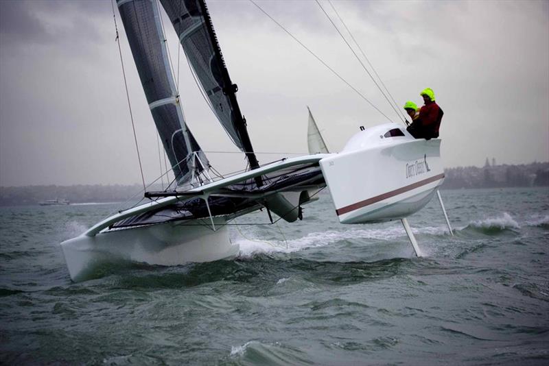 Going Up! Michael Van Der Zwaard's recently purchased catamaran, Dirty Deeds, is certain to be doing aerobatics at Hamilton Island Race Week 2018. - photo © Rob Mundle