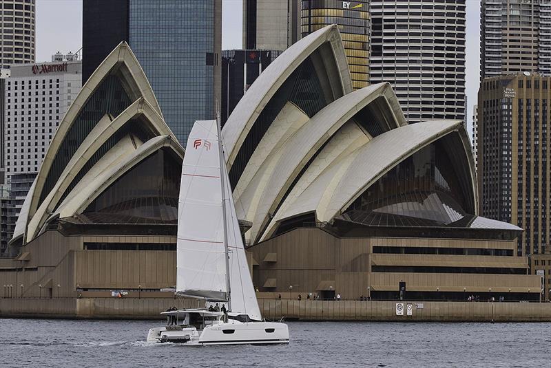 Fountaine Pajot's new Astréa 42 on Sydney Harbour photo copyright John Curnow taken at  and featuring the Catamaran class