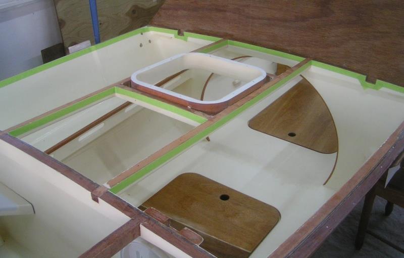 Building a Wharram Tiki 26 catamaran - part-way through the cabins - photo © Don Squier