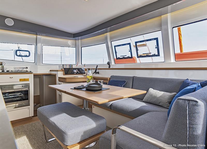 Nav desk and dining in the Main Saloon of the Excess 12 photo copyright Nicolas Claris taken at  and featuring the Catamaran class