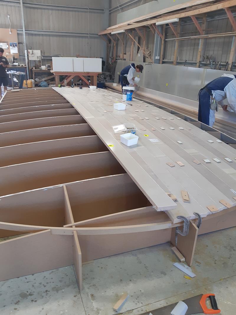 12m Roger Hill power cat `Celeste` being built with DuFLEX at G&T Marine, Auckland photo copyright DuFLEX taken at  and featuring the Catamaran class